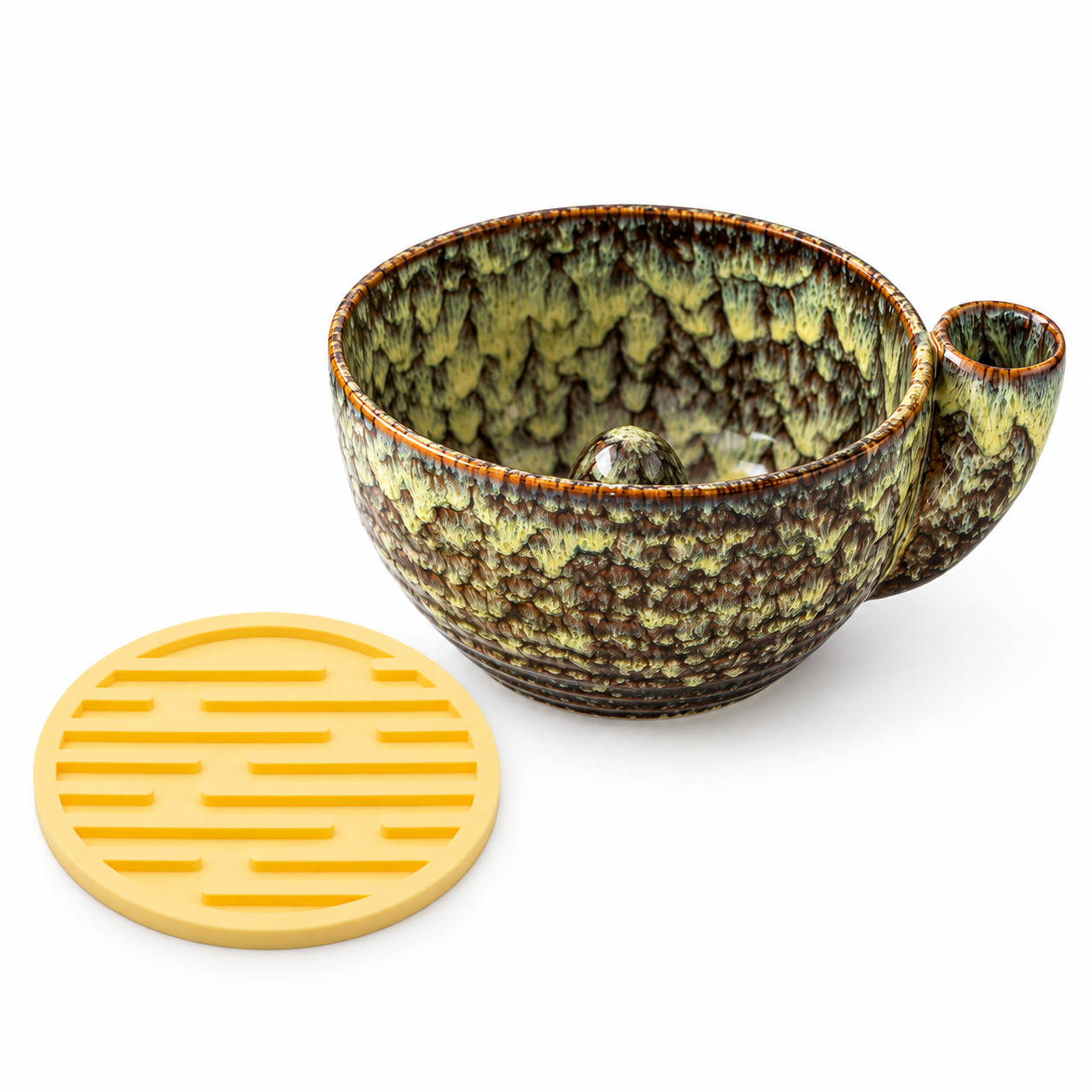 Blue Ceramic Berry Swirl Bowl with Free Silicone Mat